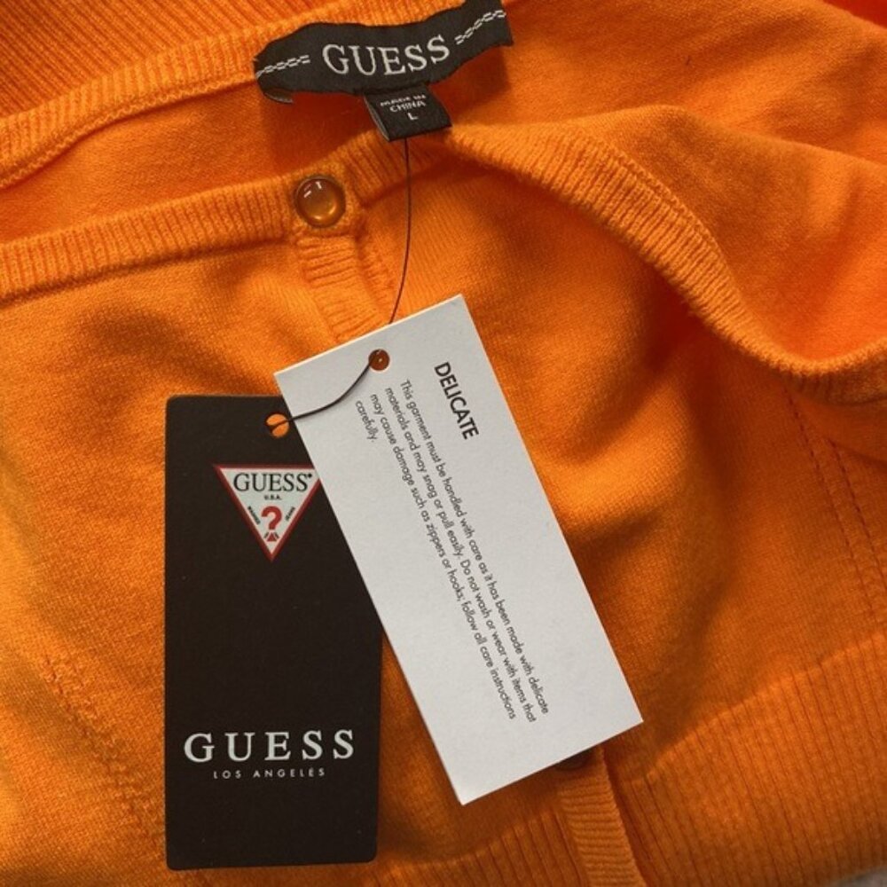 GUESS Snap Front Lana Sweater Dress, Sunset Orange, Large NWT - Picture 8 of 9
